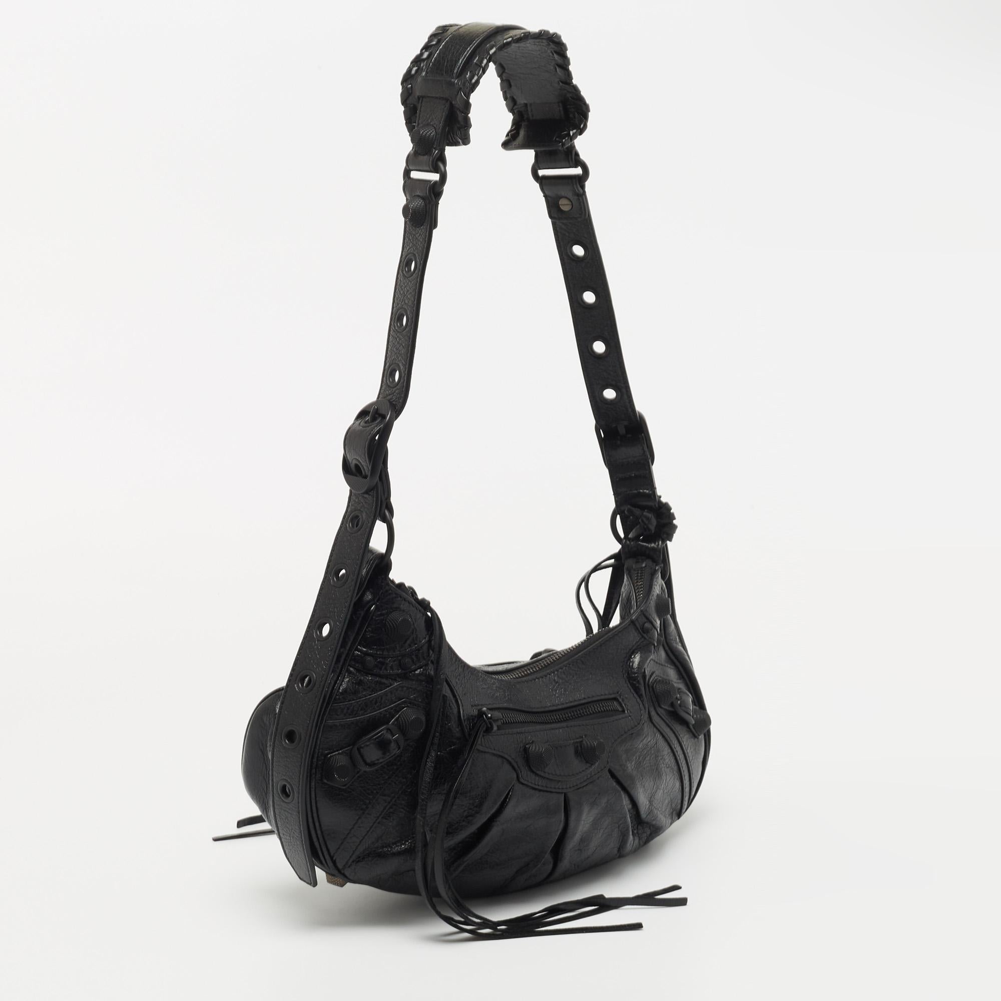 Men's Balenciaga Black Leather Le Cagole Small Shoulder Bag