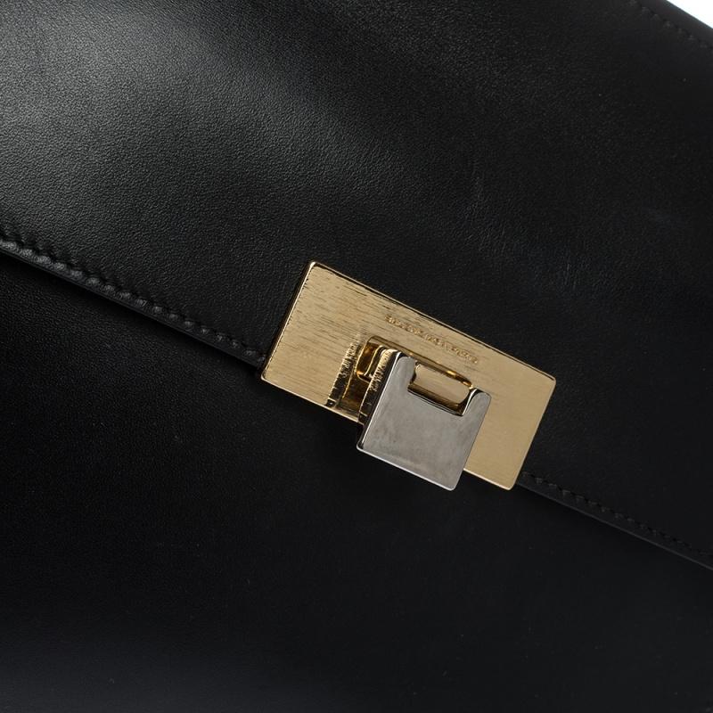 Balenciaga Schwarz Leder Le Dix Cartable Top Handle Tasche 7