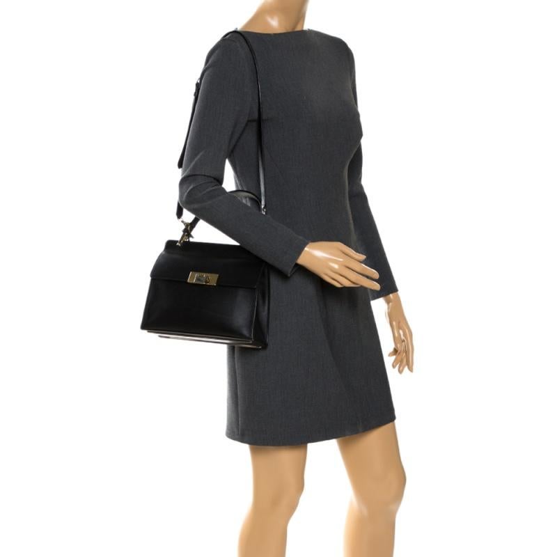 Balenciaga Schwarz Leder Le Dix Cartable Top Handle Tasche im Zustand „Gut“ in Dubai, Al Qouz 2