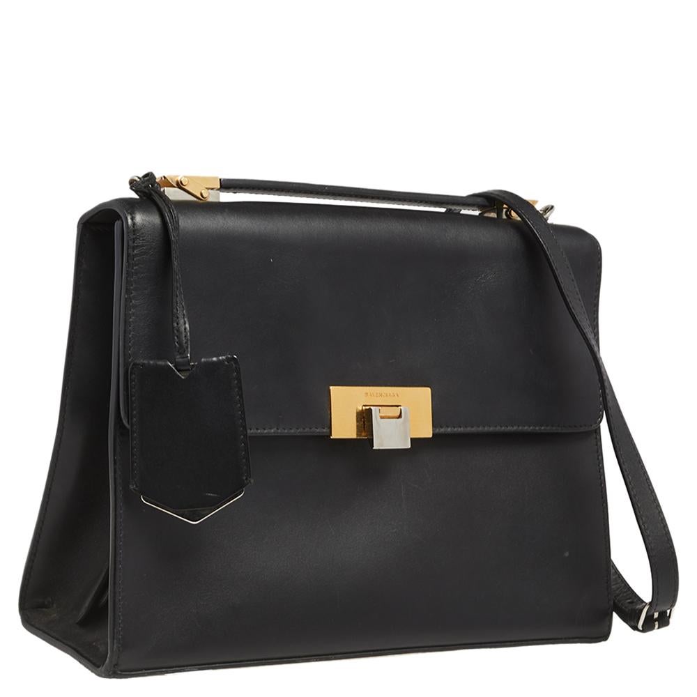 Women's Balenciaga Black Leather Le Dix Cartable Top Handle Bag