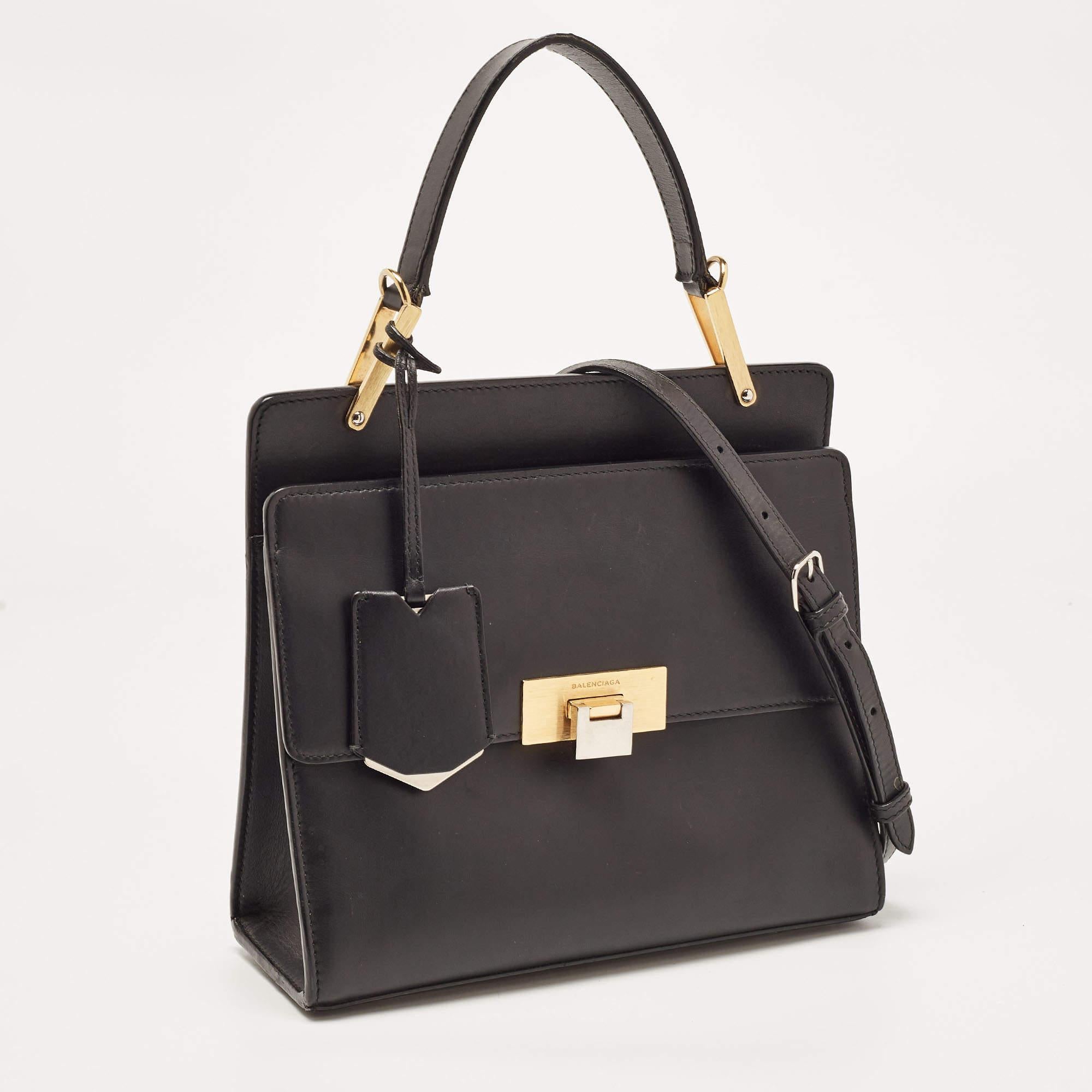 Balenciaga Black Leather Le Dix Cartable Top Handle Bag For Sale 4