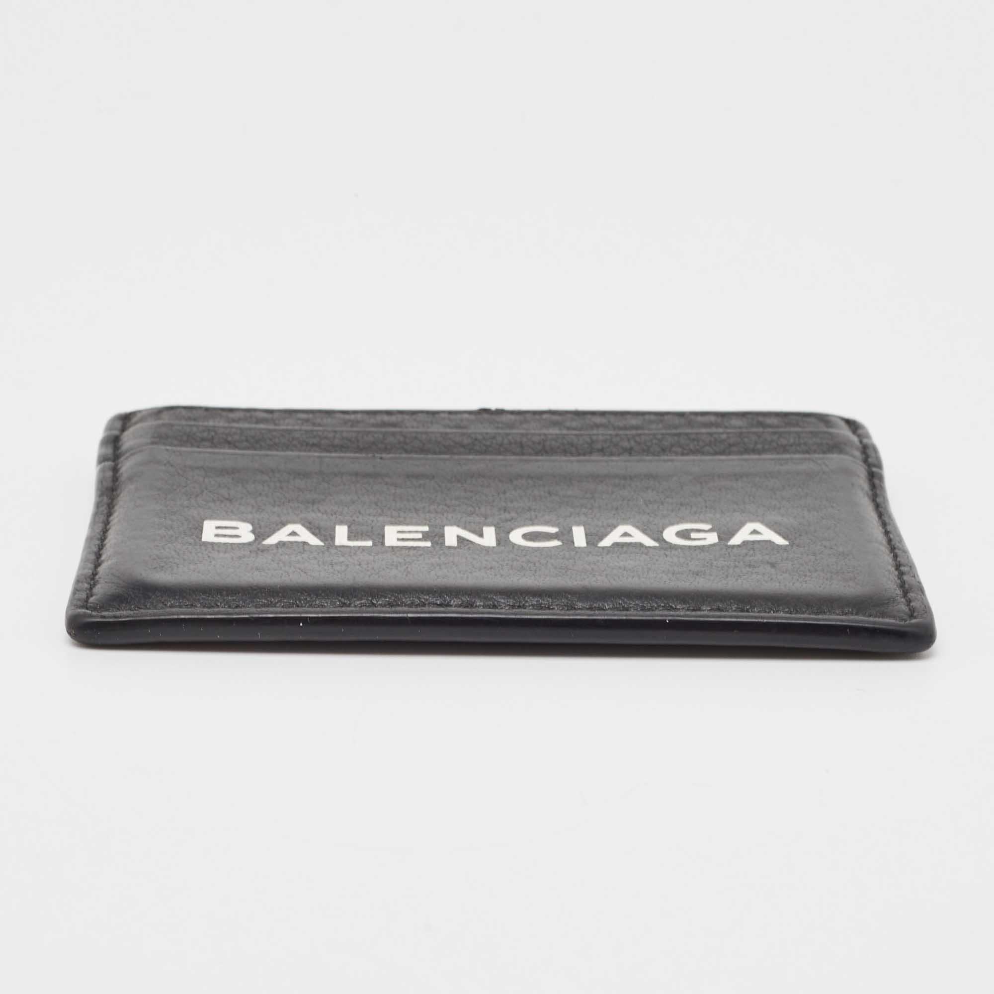 Balenciaga Black Leather Logo Card Holder 4
