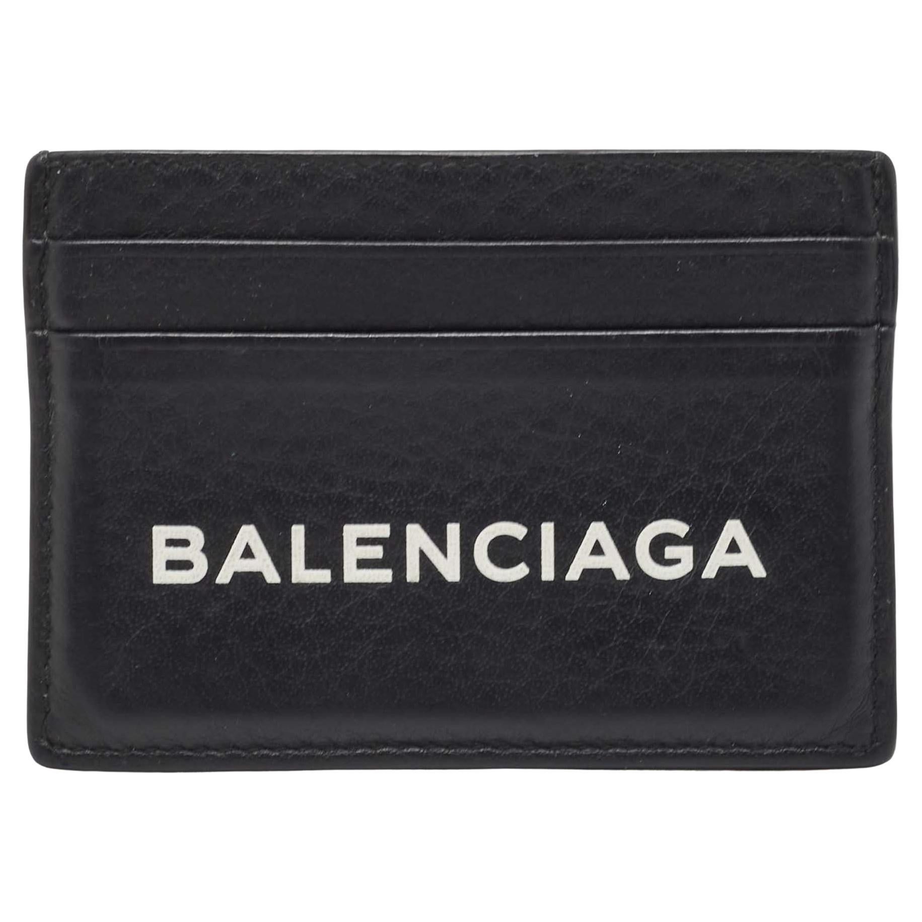 Balenciaga Black Leather Logo Card Holder