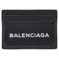Balenciaga Kartenetui mit Logo aus schwarzem Leder
