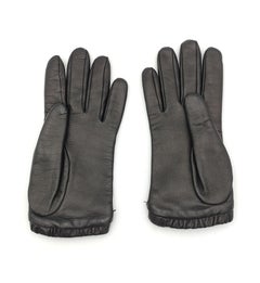 Balenciaga black leather logo gloves