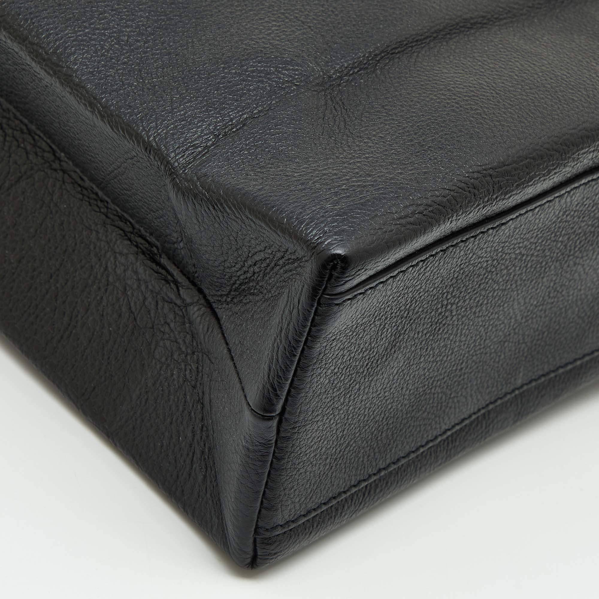Balenciaga Black Leather Logo Print North South Shopper Tote For Sale 8