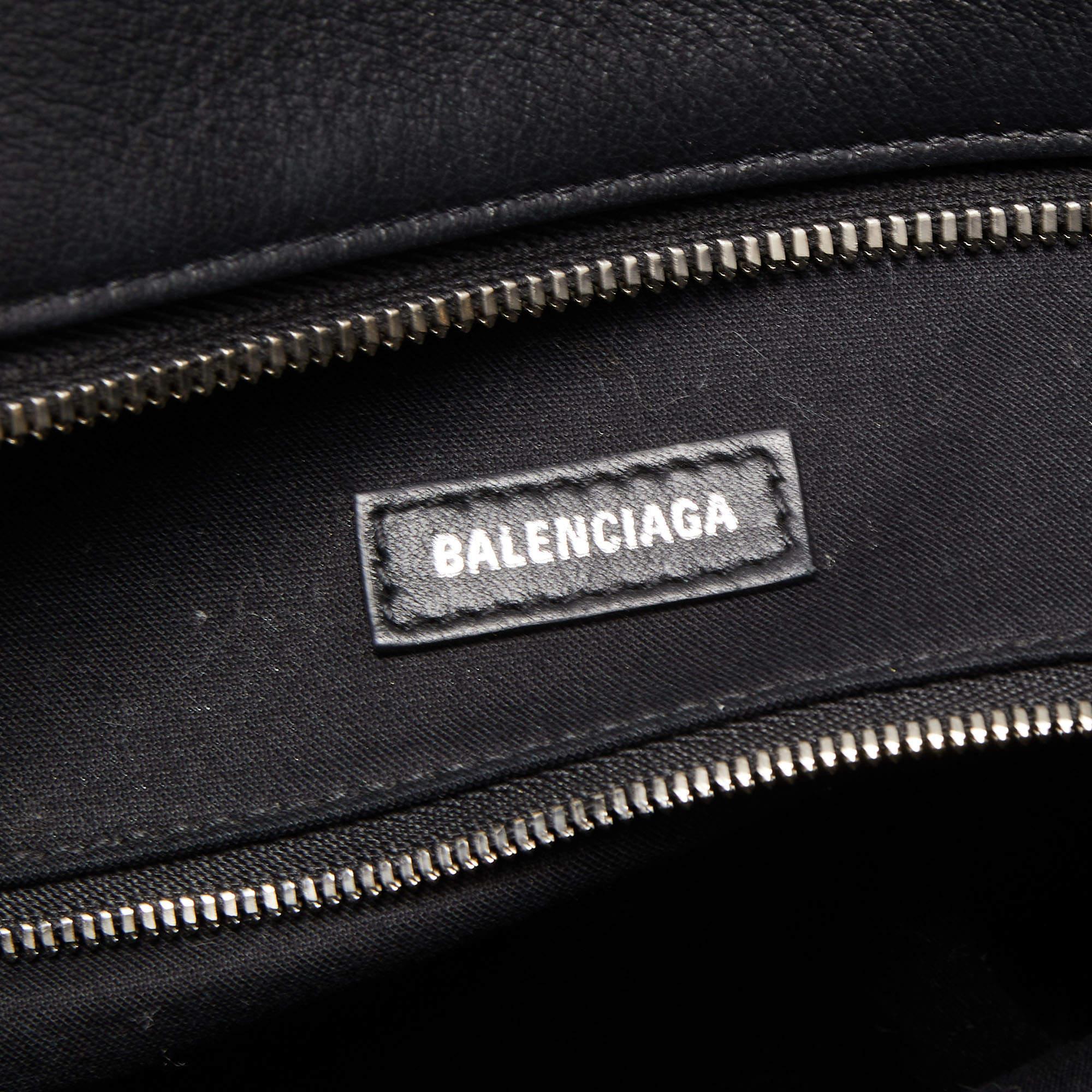 Balenciaga Black Leather Logo Top Zip Shopper Tote 1