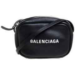 Balenciaga Black Leather Logo XS Everyday Camera Bag