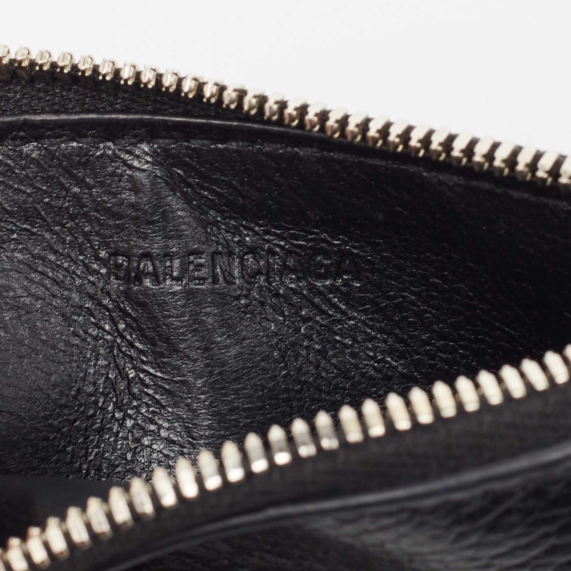 Balenciaga Black Leather Logo Zip Card Holder 4