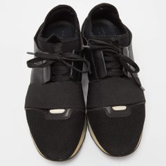 Balenciaga Black Leather, Mesh and Suede Race Runner Sneakers