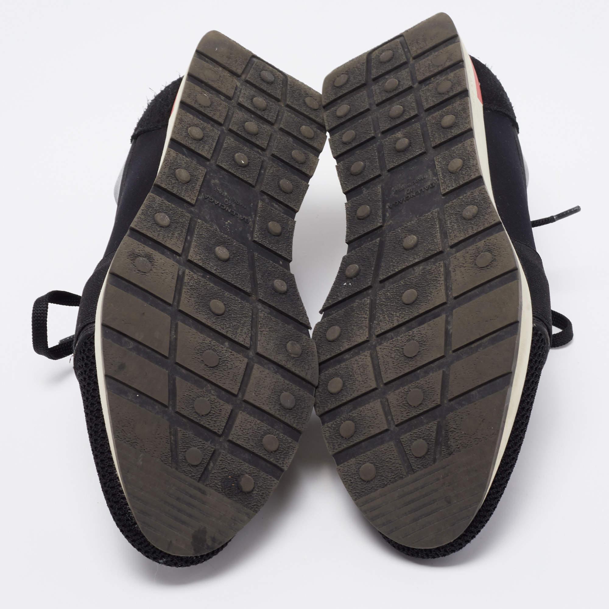 Balenciaga - Baskets de course en cuir noir et maille, taille 40 en vente 4