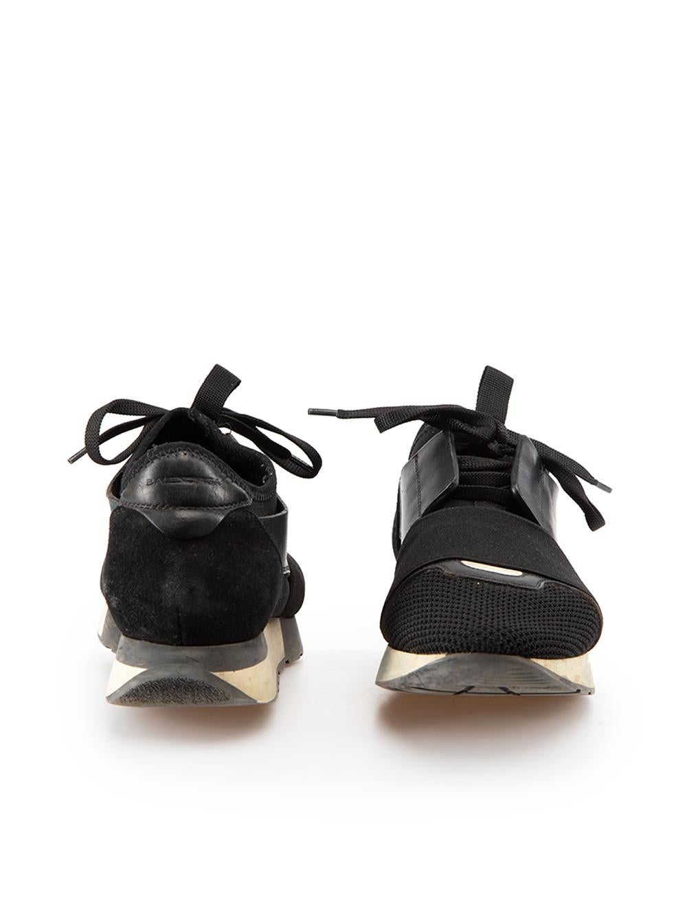 Balenciaga Schwarz Leder & Mesh Race Runner Turnschuhe Größe IT 38 im Zustand „Gut“ im Angebot in London, GB