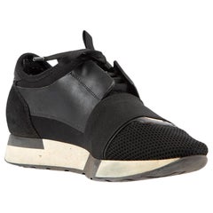 Balenciaga Schwarz Leder & Mesh Race Runner Turnschuhe Größe IT 38