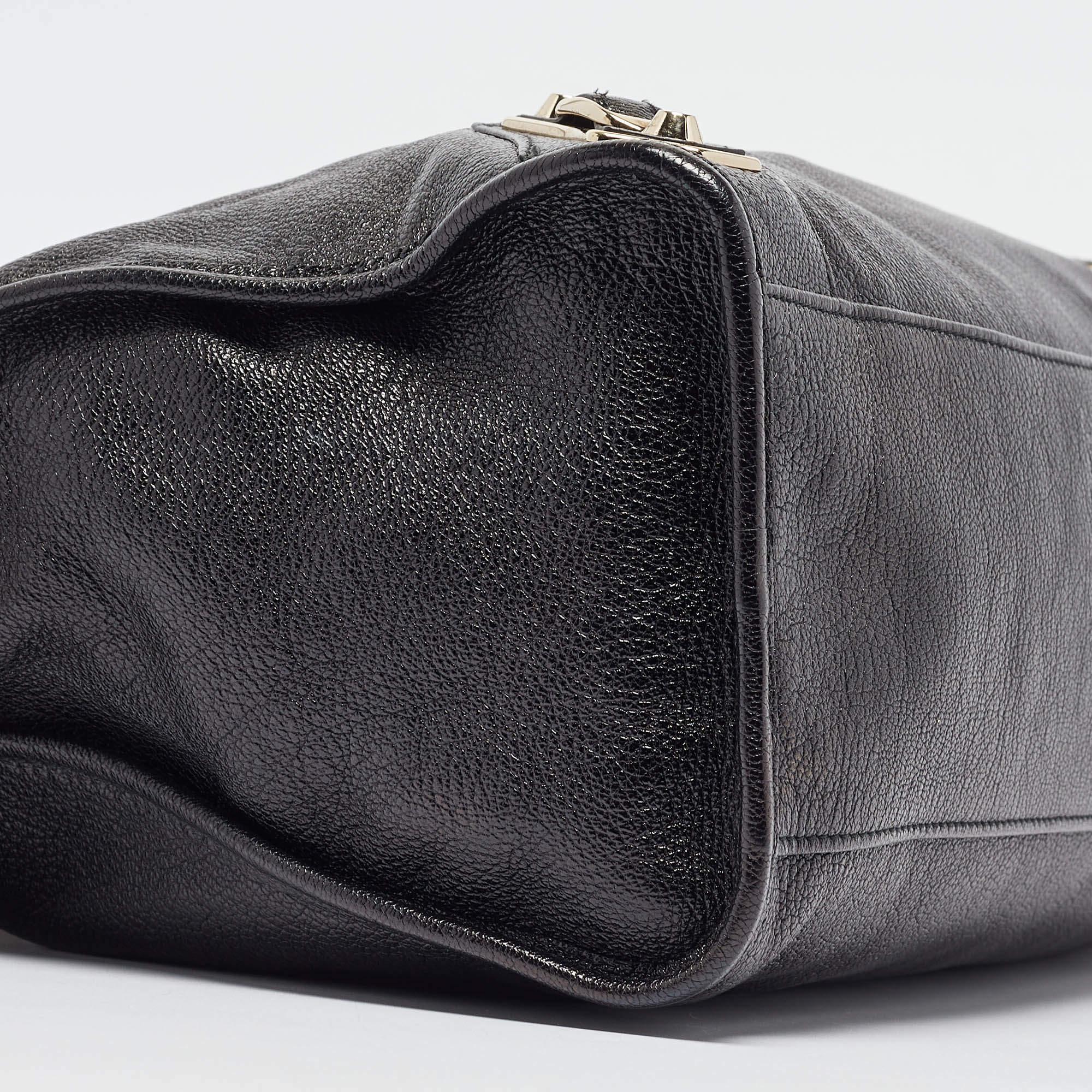 Balenciaga - Fourre-tout Classic City en cuir noir à bords métallisés en vente 2