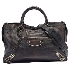 Balenciaga Black Leather Metallic Edge Classic City Tote