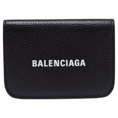 Balenciaga Black Leather Mini Cash Compact Wallet