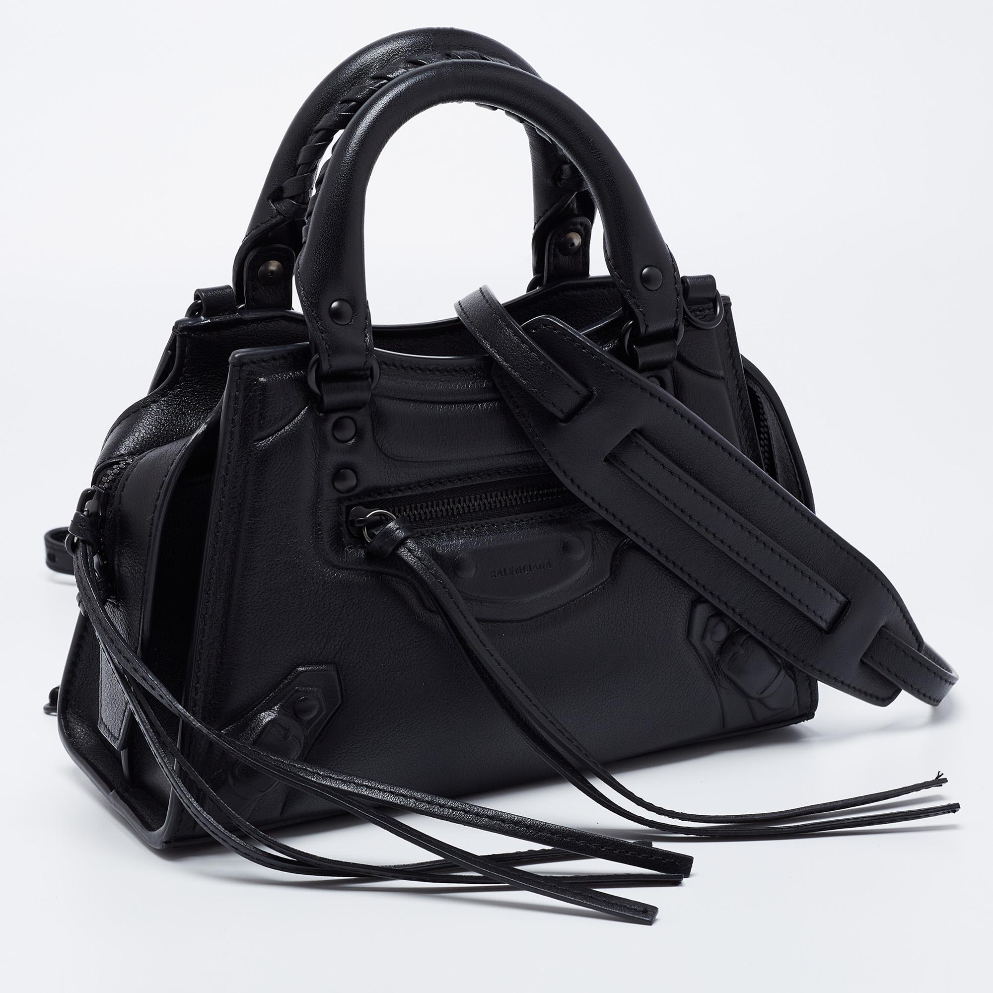 Women's Balenciaga Black Leather Mini Neo Classic Tote