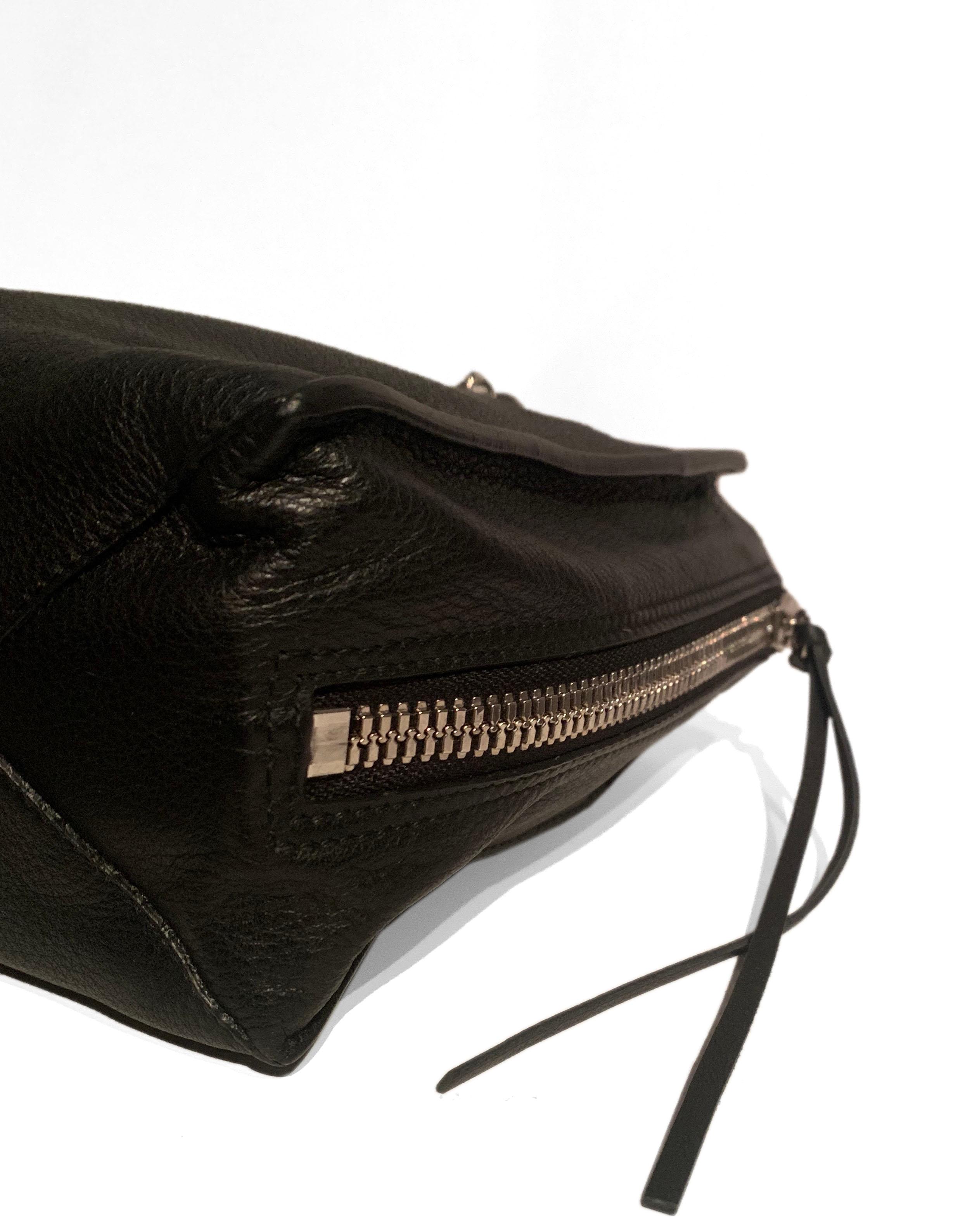 Women's Balenciaga Black Leather Mini Papier A4 Crossbody Tote Bag w/ Neon Accents