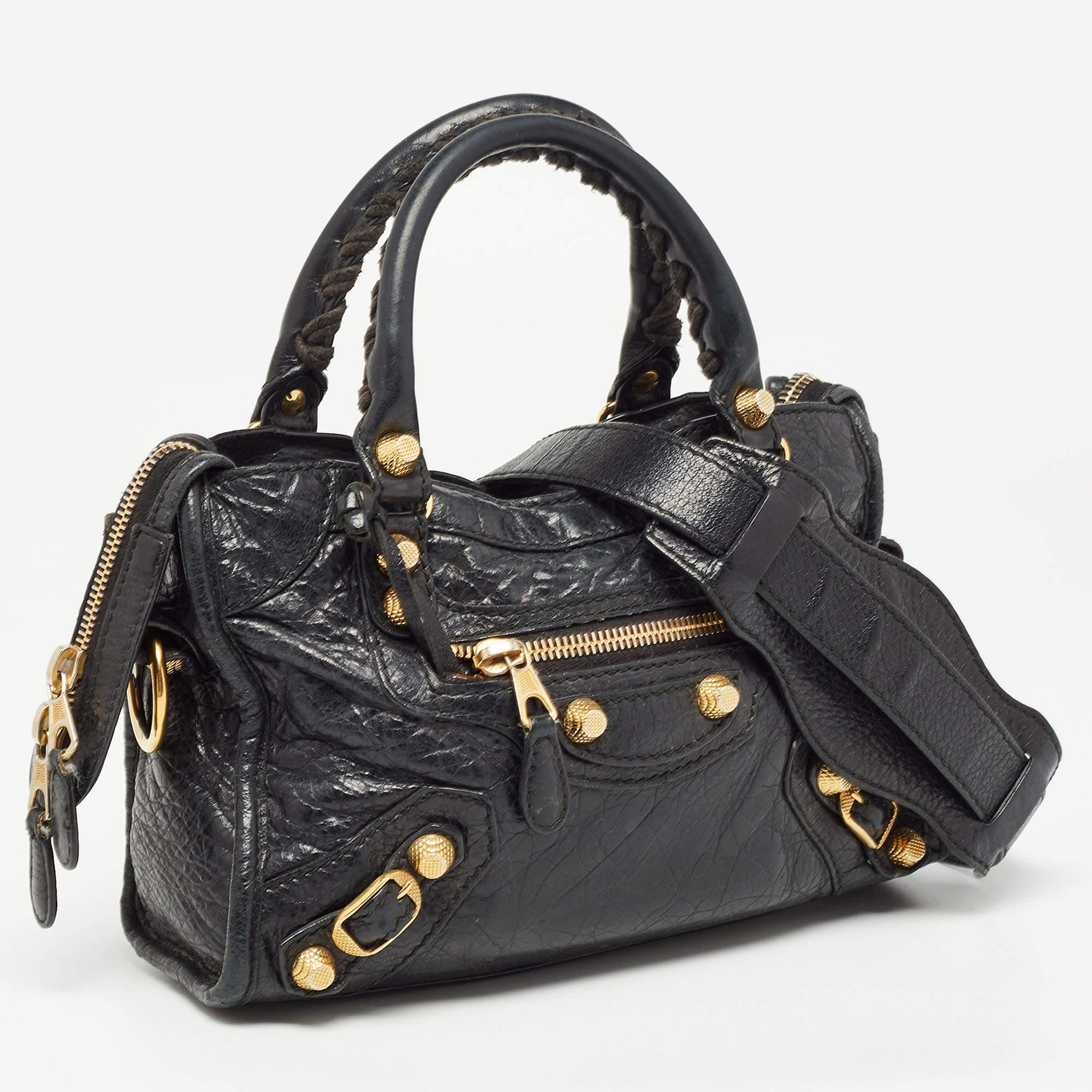 Women's Balenciaga Black Leather Mini RH Classic City Bag