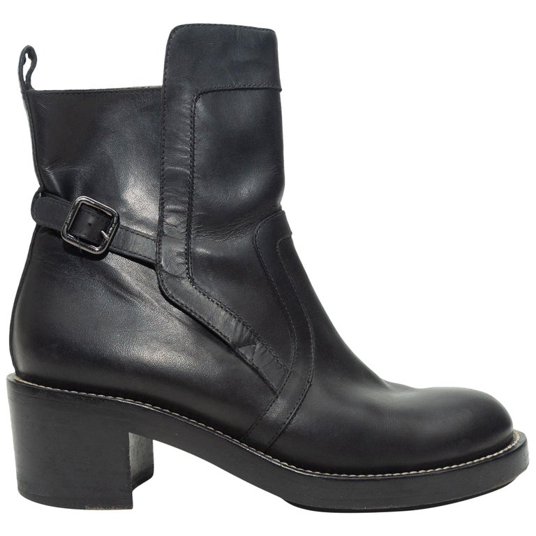 Balenciaga Black Leather Moto Boots For Sale at 1stDibs