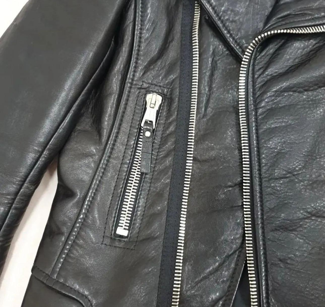 Balenciaga Black Leather Moto Jacket For Sale 1