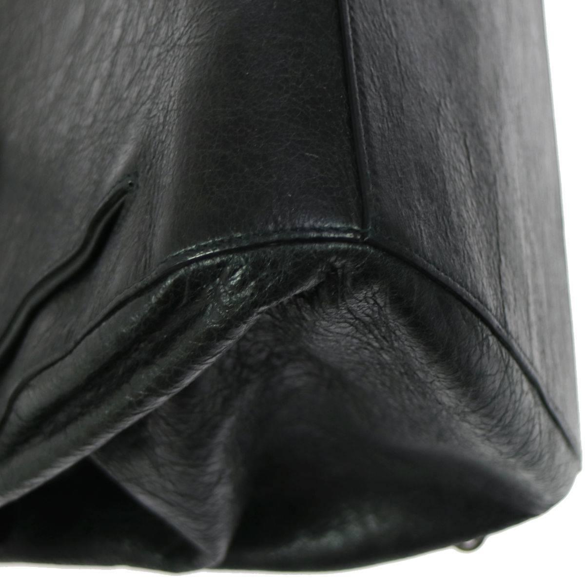 Balenciaga Black Leather Moto Unisex Top Handle Satchel Shoulder Backpack Bag 2
