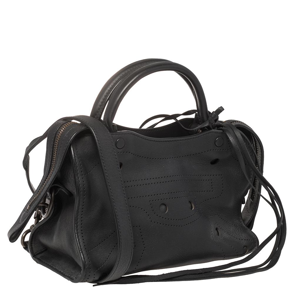 Women's Balenciaga Black Leather Motocross Blackout City S Bag