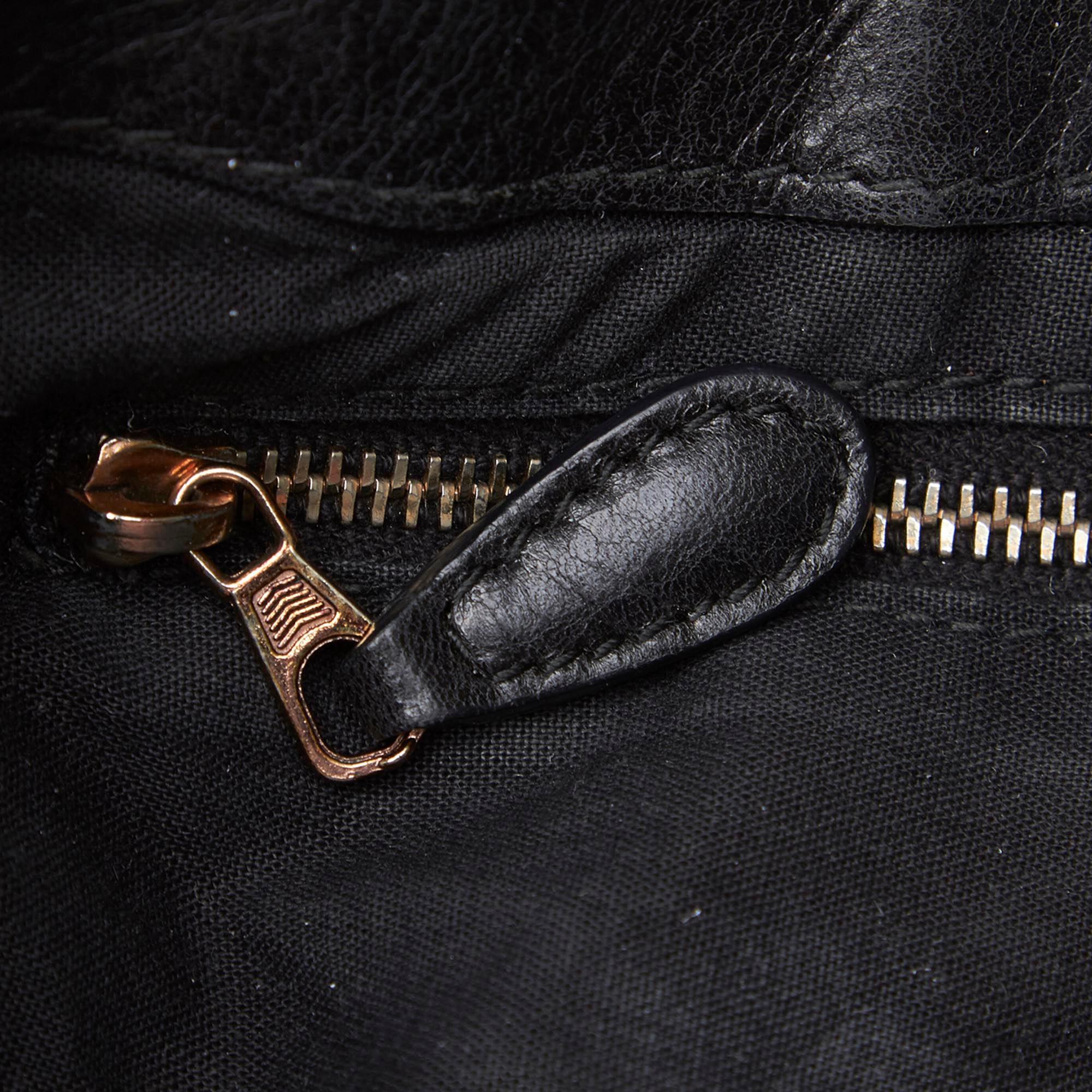 Women's Balenciaga Black  Leather Motocross Classic Folk Crossbody Bag Spain
