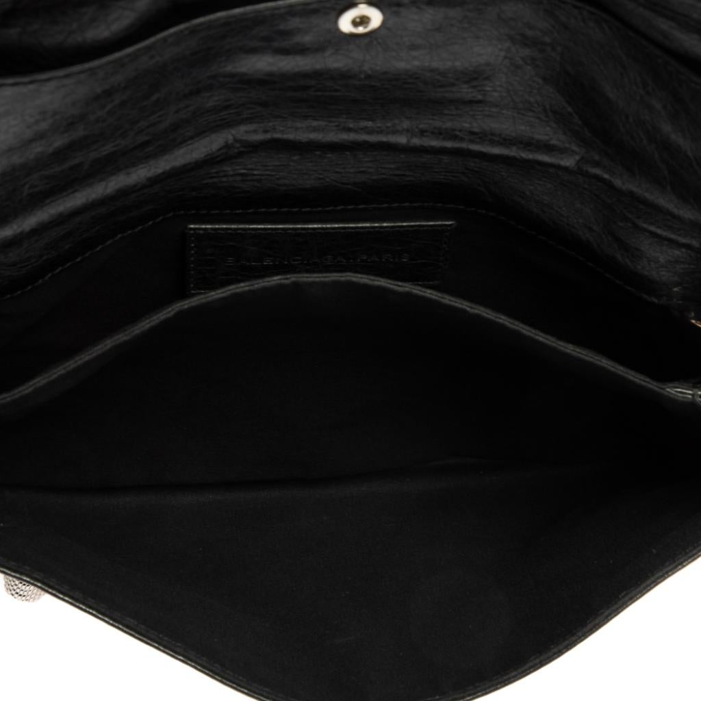 Women's Balenciaga Black Leather Motocross Giant 21 Envelope Clutch