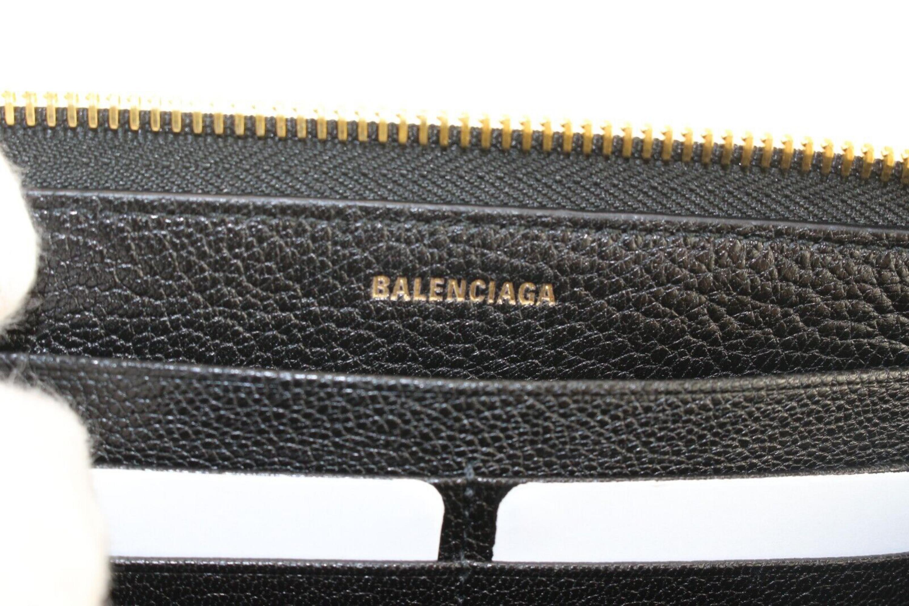 Balenciaga Black Leather Motocross Zippy Wallet Metallic Gold Edges 1BAL0502 3
