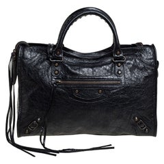 Balenciaga Black Leather Motorcycle City Bag
