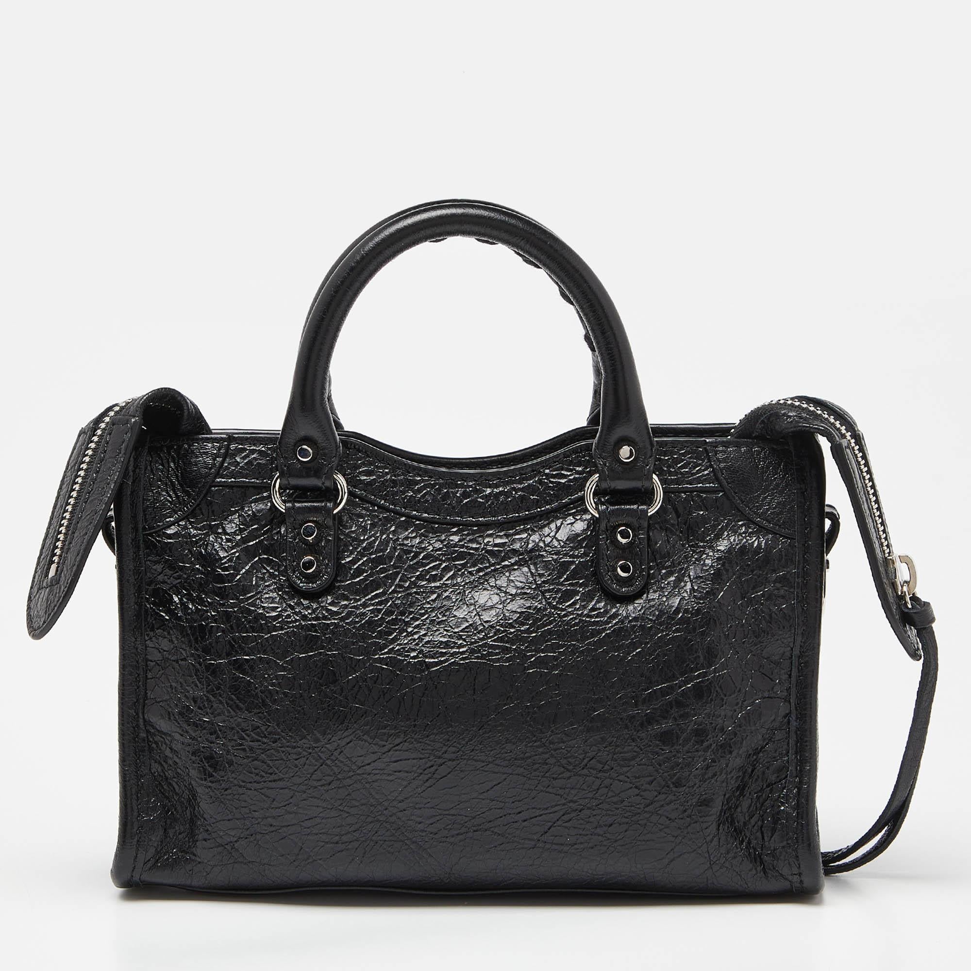 Women's Balenciaga Black Leather Nano Classic City Bag