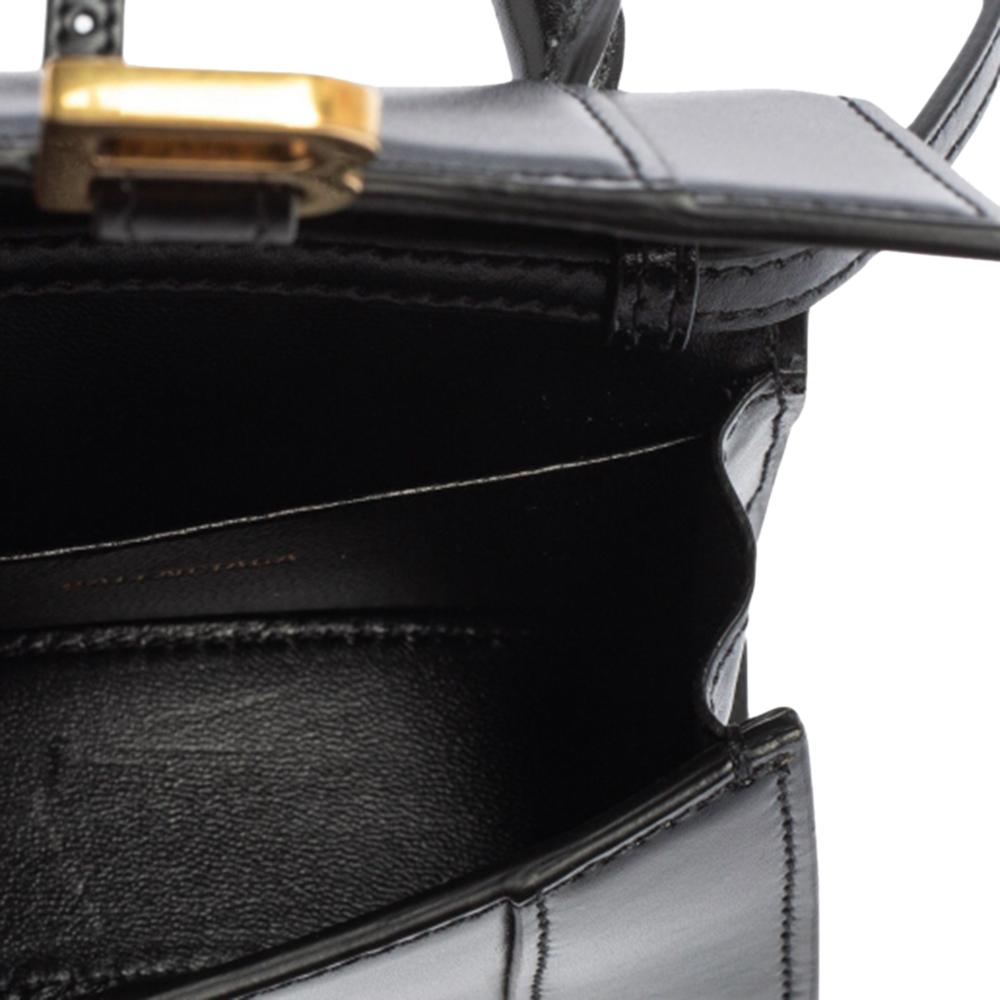 Balenciaga Black Leather Nano Hourglass Top Handle Bag 3