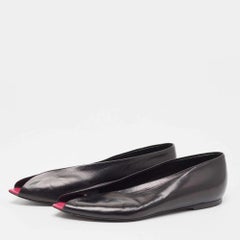 Balenciaga Black Leather Open Toe Ballet Flats Size 36.5