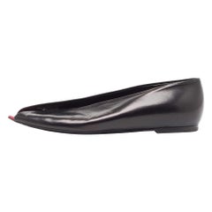 Balenciaga Black Leather Open Toe Ballet Flats Size 36.5