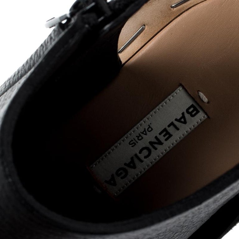 Balenciaga Black Leather Open Toe Block Heel Sandals Size 37 For Sale ...
