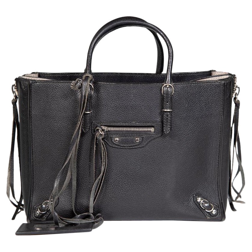 Balenciaga Black Leather Papier A6 Zip Around Bag