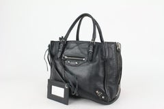 Balenciaga Black Leather Papier Mini A4 Zip Tote Crossbody Bag 818bal59