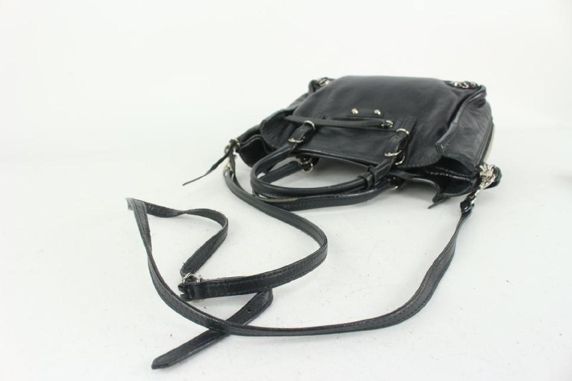 Balenciaga Black Leather Papier Mini A4 Zip Tote Crossbody Bag 818bal59  1