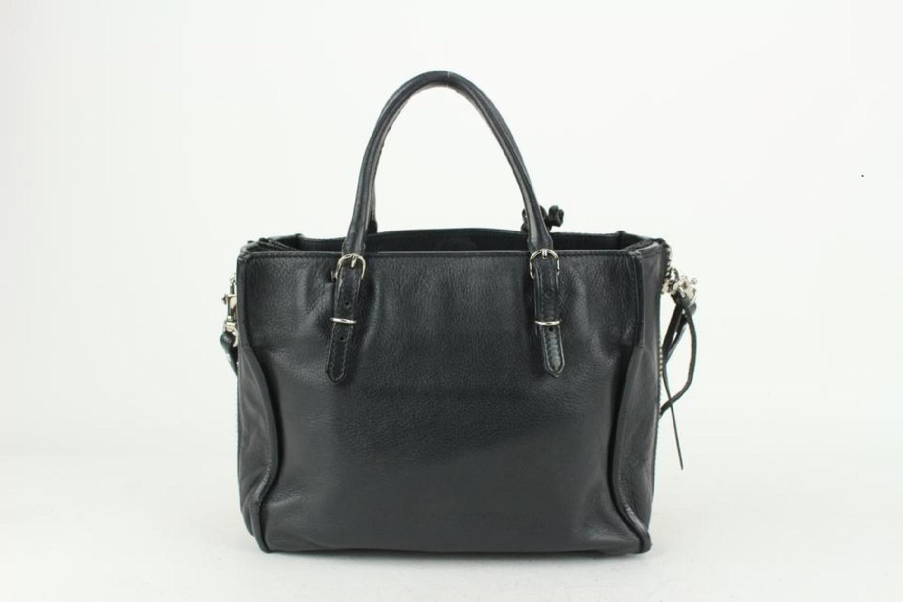 Balenciaga Black Leather Papier Mini A4 Zip Tote Crossbody Bag 818bal59  2
