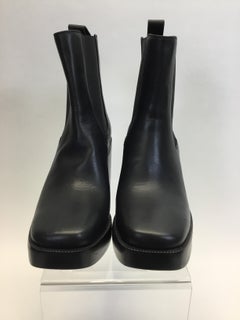 Balenciaga Black Leather Platform Ankle Boots NIB