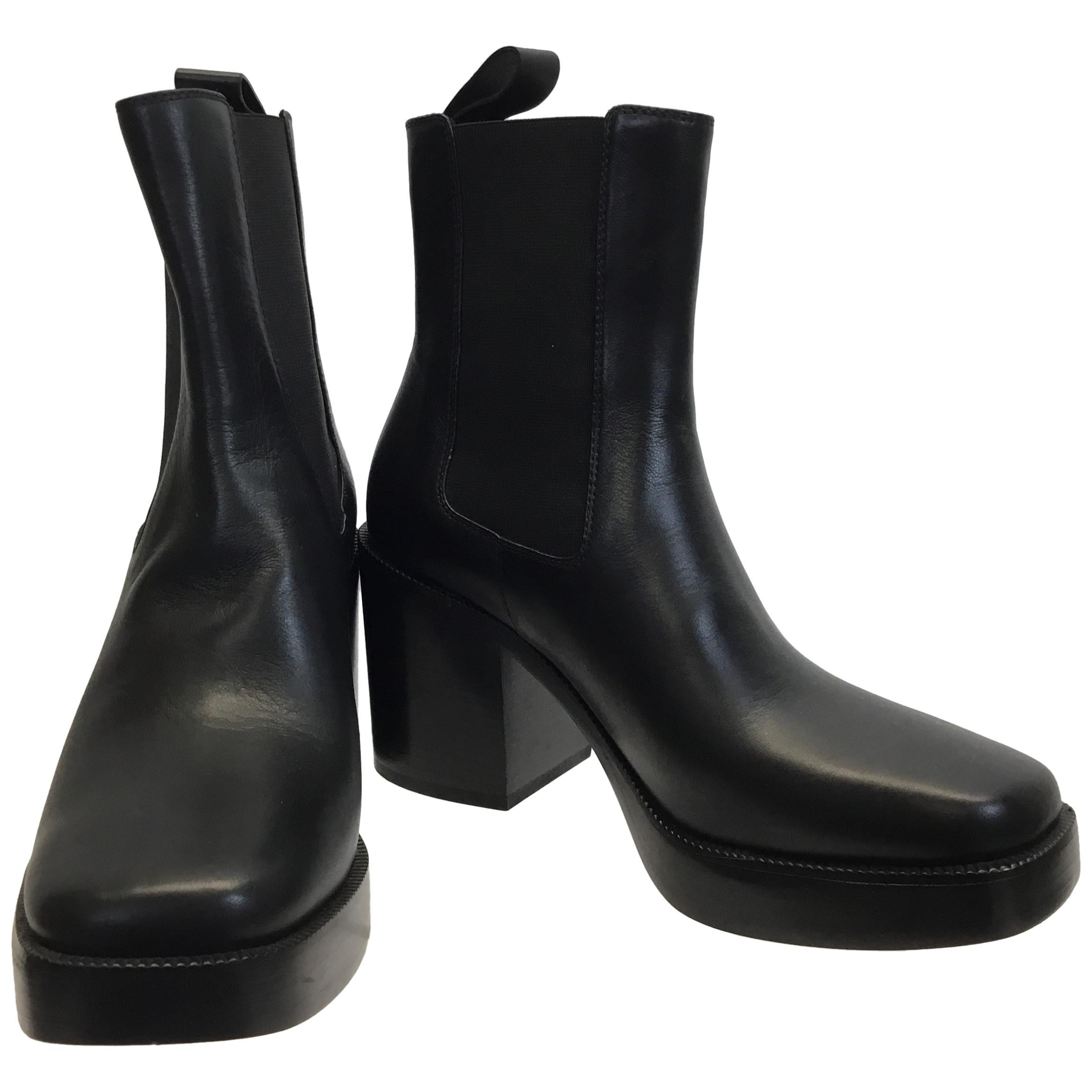 Balenciaga Black Leather Platform Ankle Boots NIB For Sale at 1stDibs