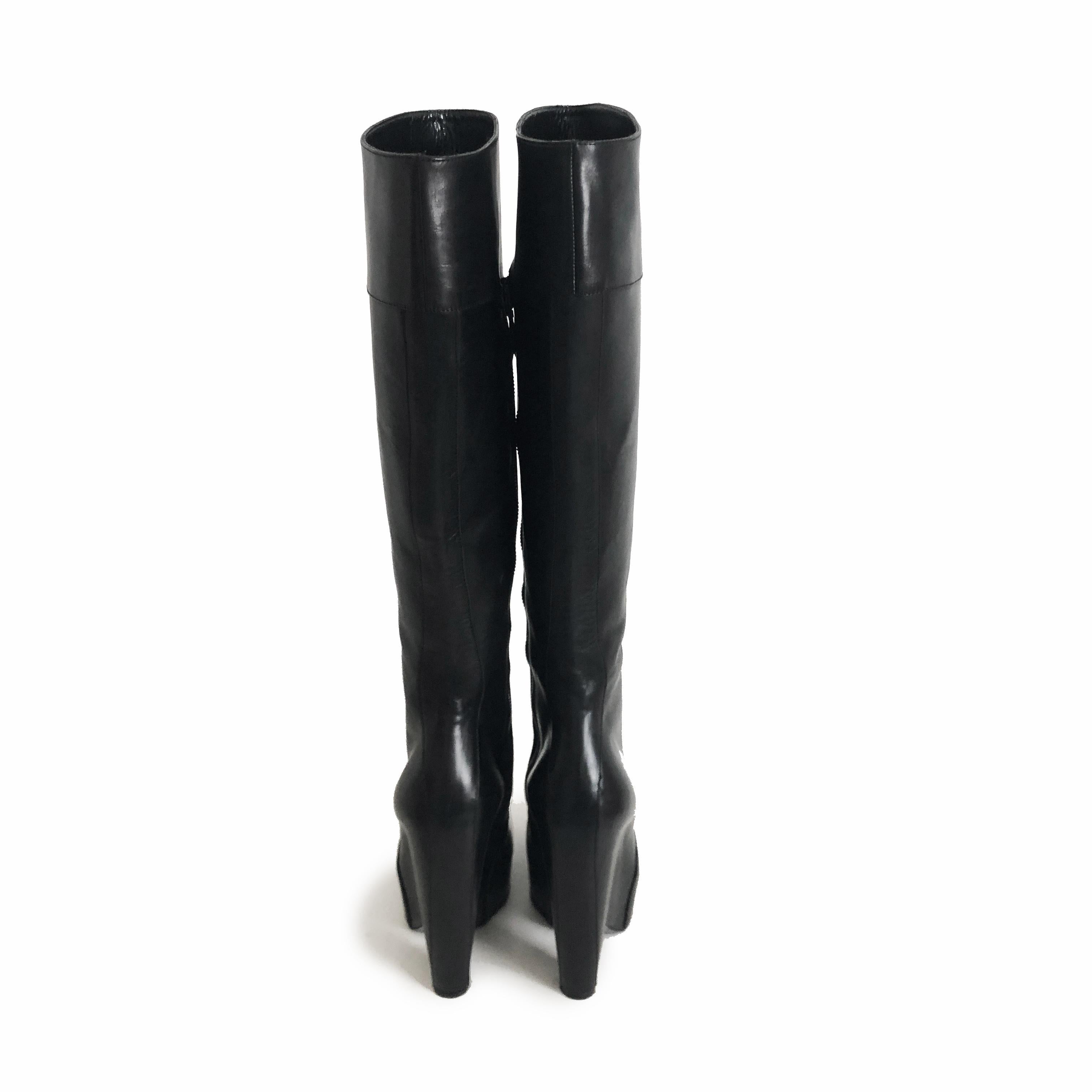 Balenciaga Black Leather Platform Boots Nicolas Ghesquière Sz 39 F/W 2006 In Good Condition In Port Saint Lucie, FL