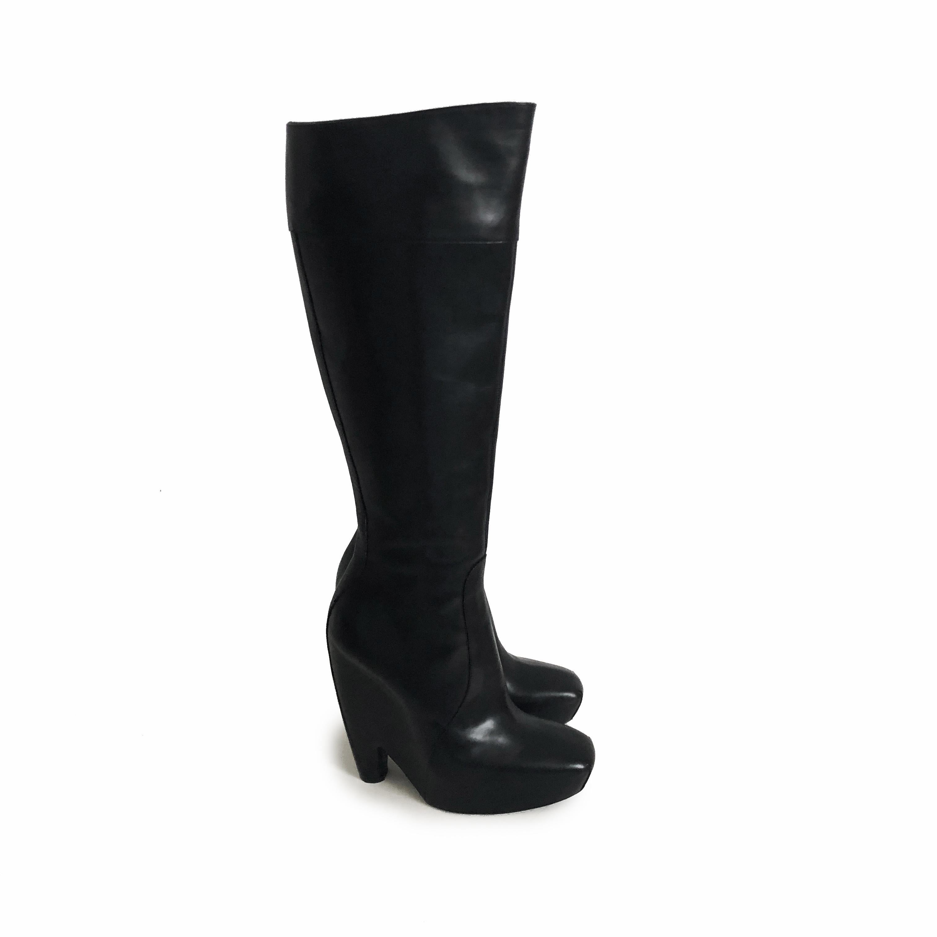 Balenciaga Black Leather Platform Boots Nicolas Ghesquière Sz 39 F/W 2006 1
