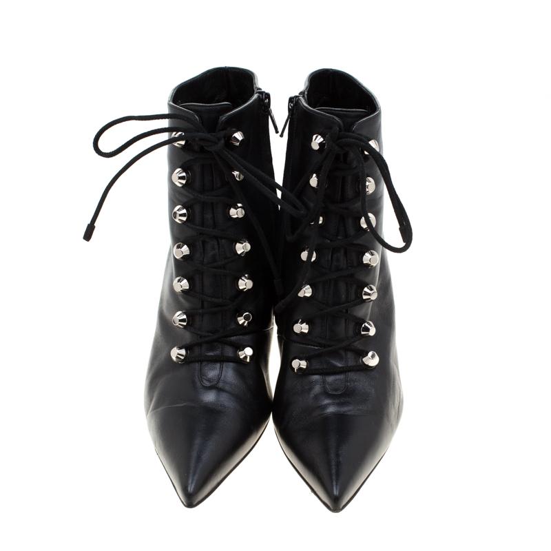 pointed lace up ankle boots