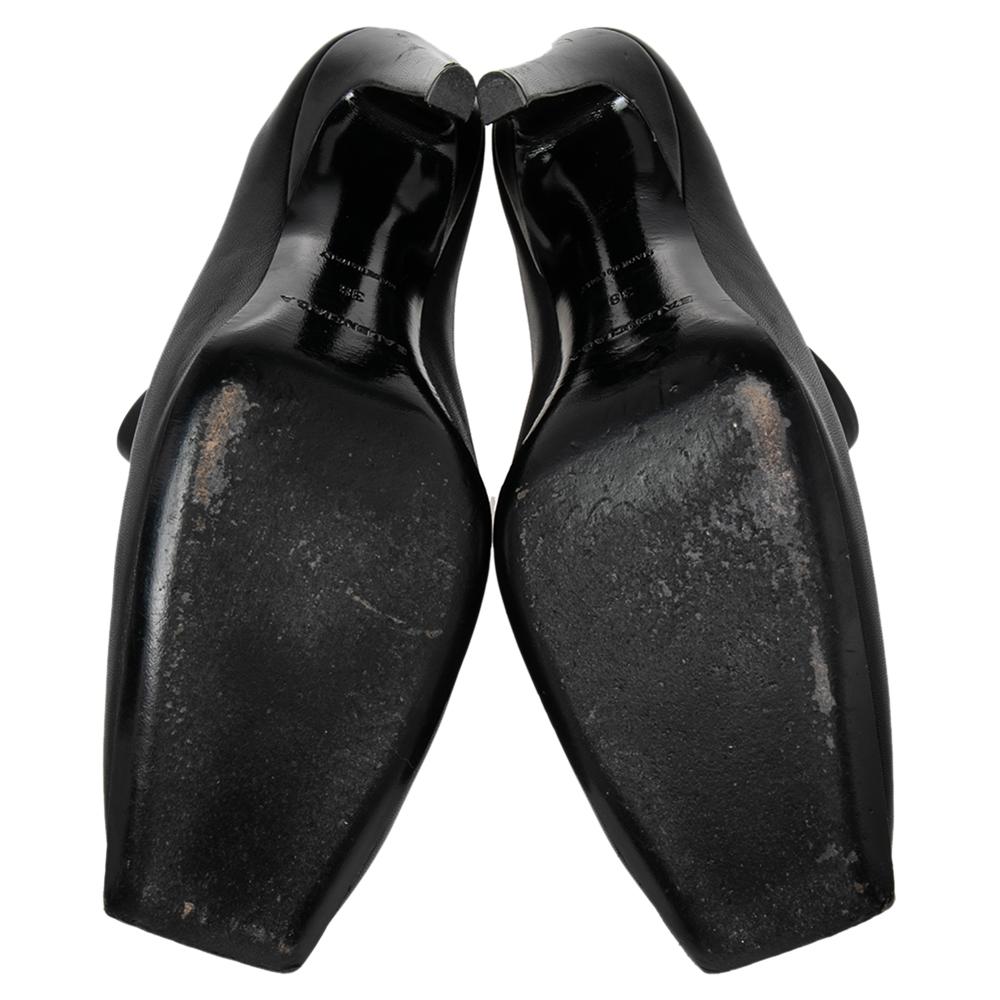 Balenciaga Black Leather Quadro Square Toe Foldable Heel Mules Size 38 3