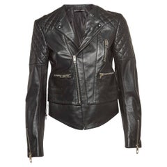 Balenciaga Black Leather Quilted Riders Jacket M.