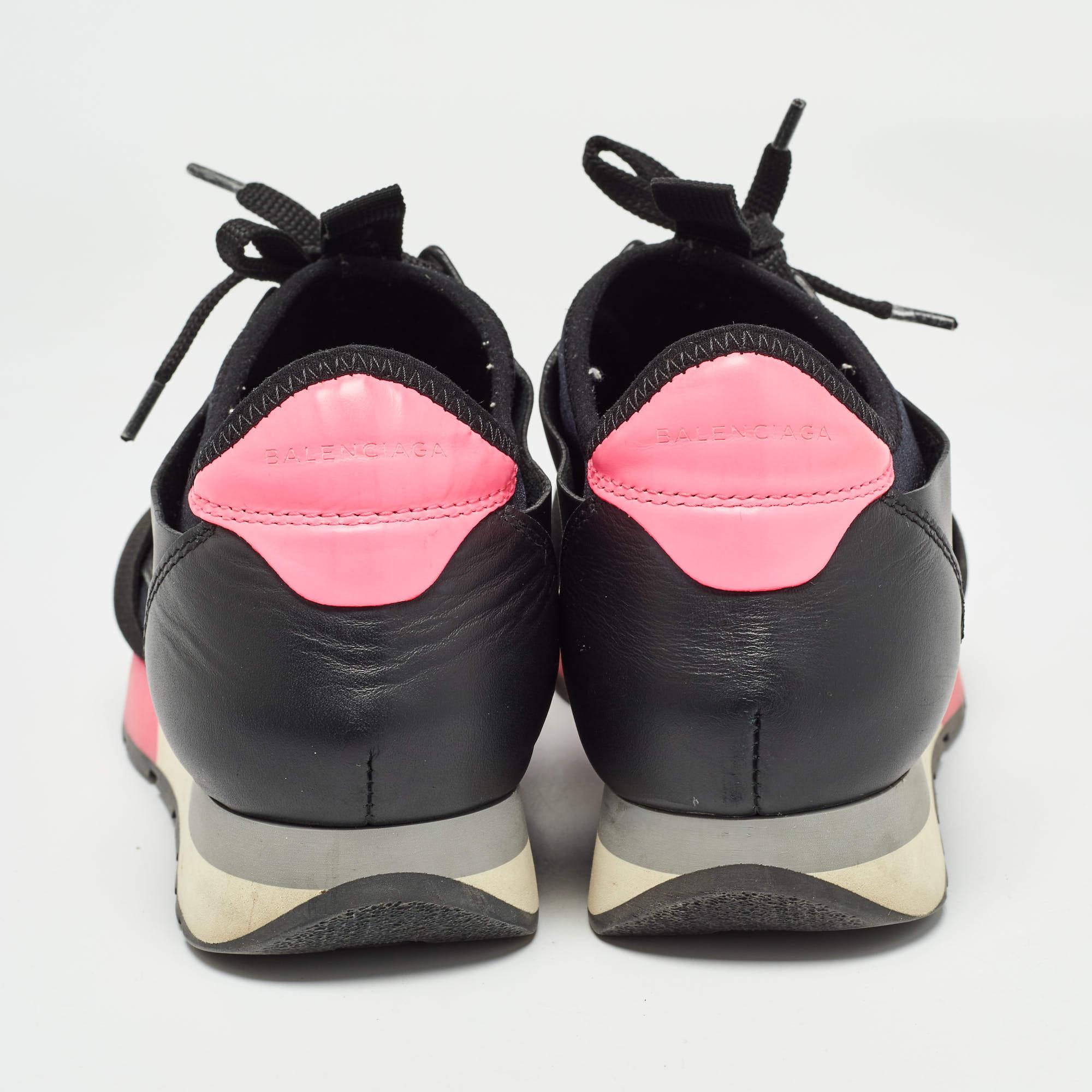 Balenciaga Black Leather Race Runner Sneakers Size 36 For Sale 1