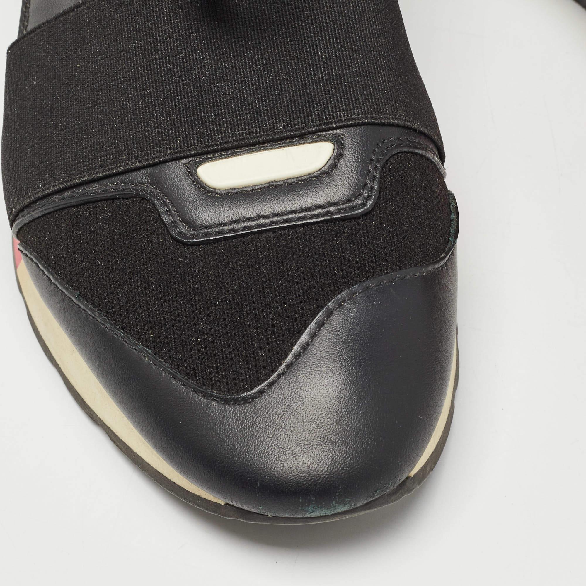 Balenciaga Black Leather Race Runner Sneakers Size 36 For Sale 3