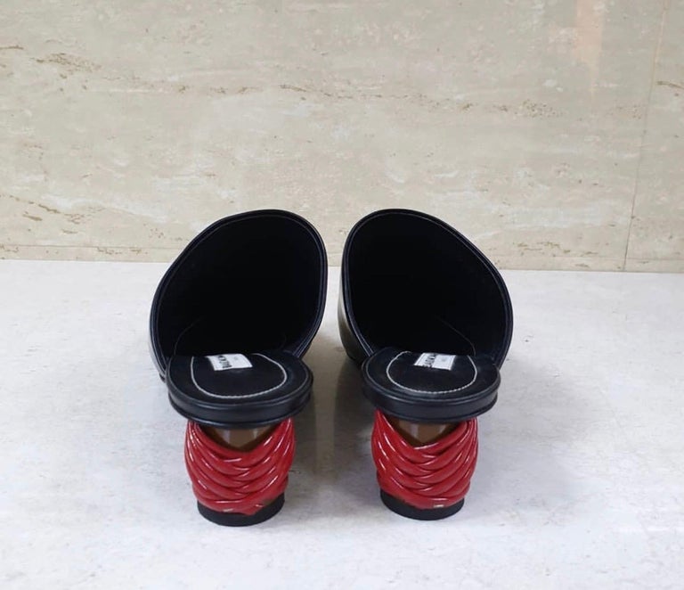 balenciaga square toe leather mules